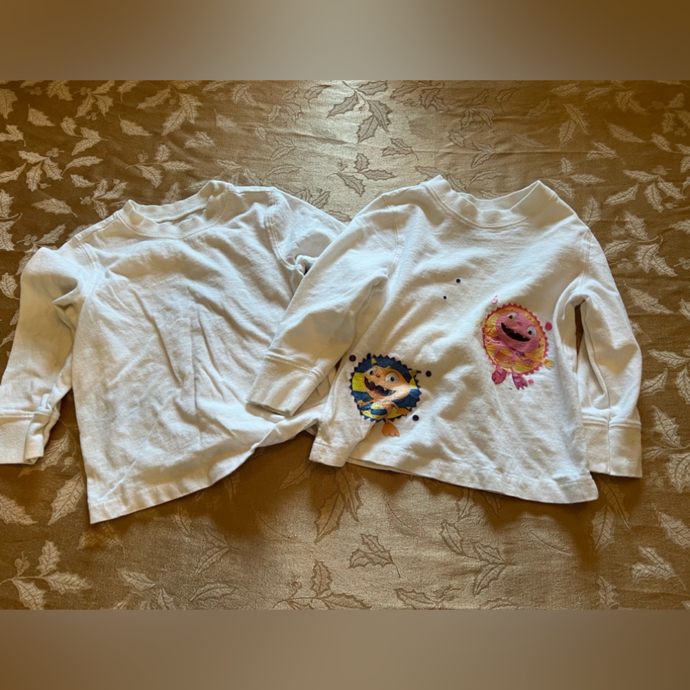 Old Navy white Boys Long Sleeve Cotton Tee -1 Henry Hugglemonster